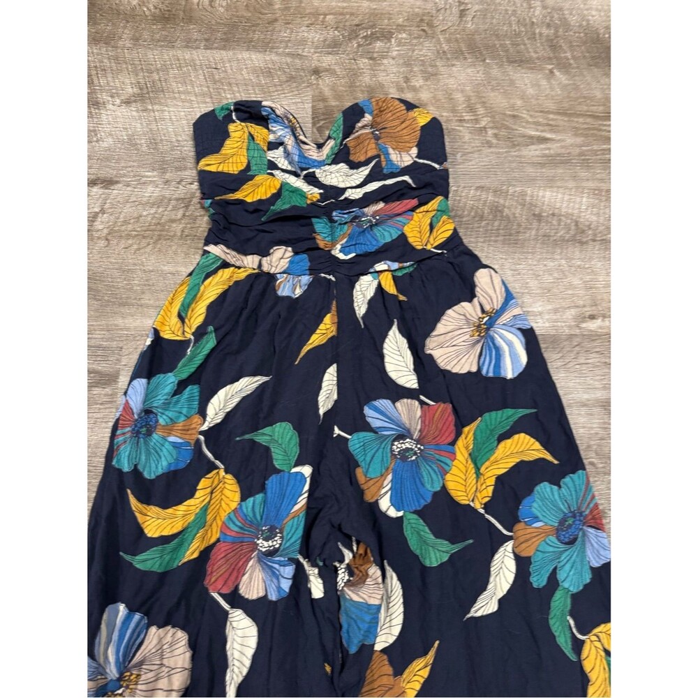 BOG Collective Floral Pattern Smocked Sleeveless Jumpsuit Size Small - Picture 2 of 7